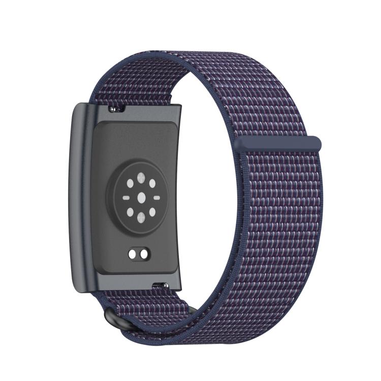 For Amazfit Helio Strap Metal Ring Two Sections Nylon Hook and Loop Fastener Watch Band(Indigo) - Watch Bands by buy2fix | Online Shopping UK | buy2fix