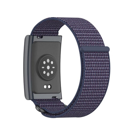 For Amazfit Helio Strap Metal Ring Two Sections Nylon Hook and Loop Fastener Watch Band(Indigo) - Watch Bands by buy2fix | Online Shopping UK | buy2fix