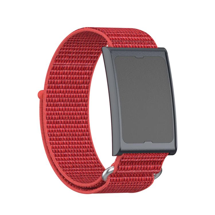 For Amazfit Helio Strap Metal Ring Two Sections Nylon Hook and Loop Fastener Watch Band(Red) - Watch Bands by buy2fix | Online Shopping UK | buy2fix