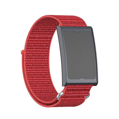 For Amazfit Helio Strap Metal Ring Two Sections Nylon Hook and Loop Fastener Watch Band(Red) - Watch Bands by buy2fix | Online Shopping UK | buy2fix