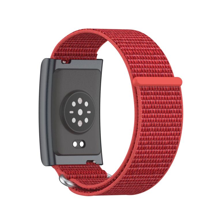 For Amazfit Helio Strap Metal Ring Two Sections Nylon Hook and Loop Fastener Watch Band(Red) - Watch Bands by buy2fix | Online Shopping UK | buy2fix