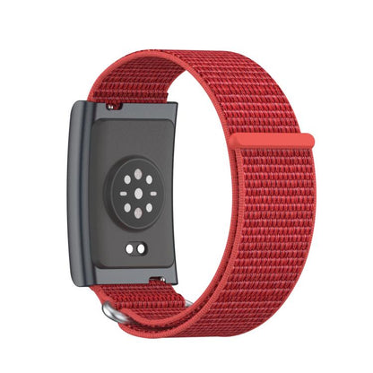 For Amazfit Helio Strap Metal Ring Two Sections Nylon Hook and Loop Fastener Watch Band(Red) - Watch Bands by buy2fix | Online Shopping UK | buy2fix