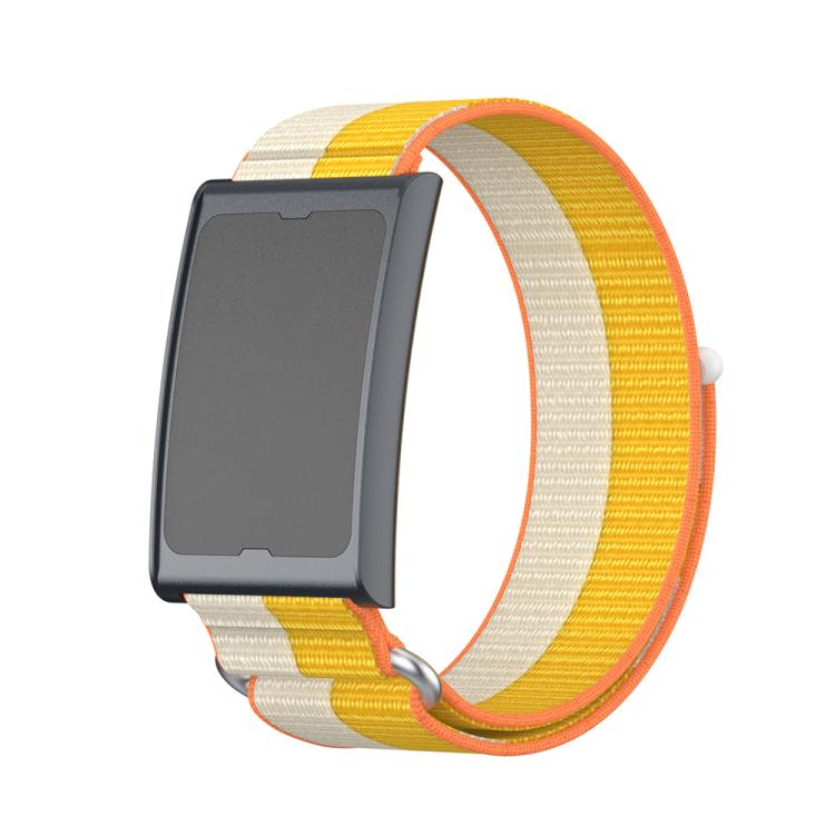 For Amazfit Helio Strap Metal Ring Two Sections Nylon Hook and Loop Fastener Watch Band(Kibu White) - Watch Bands by buy2fix | Online Shopping UK | buy2fix