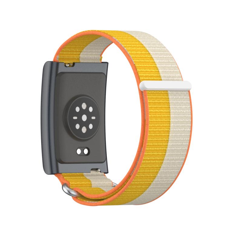 For Amazfit Helio Strap Metal Ring Two Sections Nylon Hook and Loop Fastener Watch Band(Kibu White) - Watch Bands by buy2fix | Online Shopping UK | buy2fix