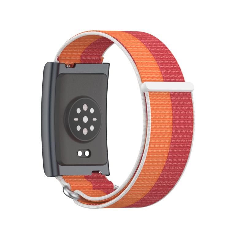 For Amazfit Helio Strap Metal Ring Two Sections Nylon Hook and Loop Fastener Watch Band(Peony) - Watch Bands by buy2fix | Online Shopping UK | buy2fix