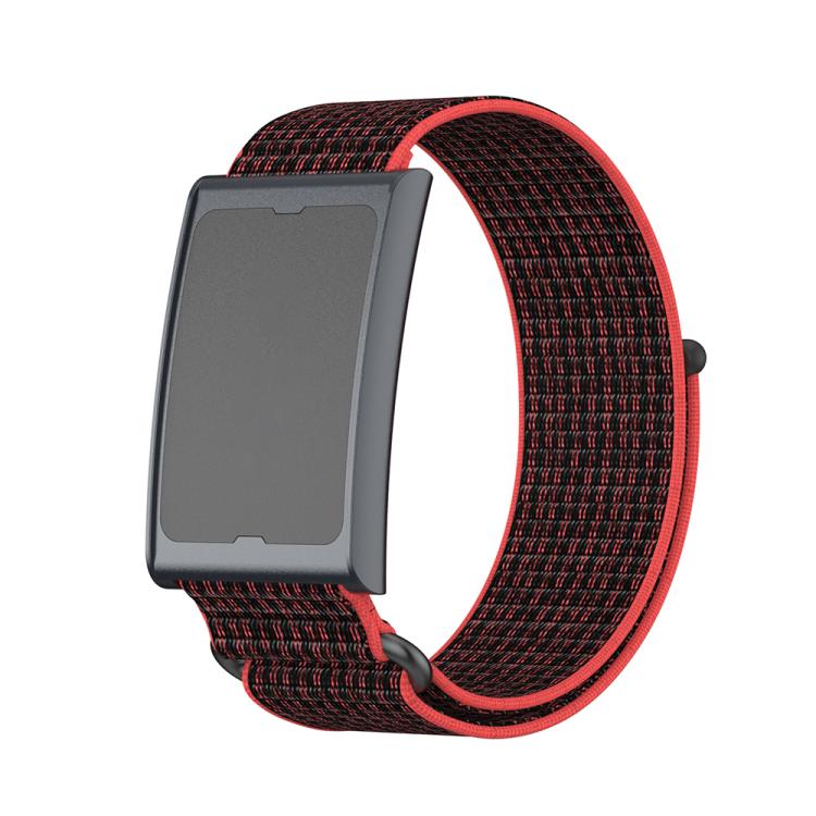 For Amazfit Helio Strap Metal Ring Two Sections Nylon Hook and Loop Fastener Watch Band(Red Black) - Watch Bands by buy2fix | Online Shopping UK | buy2fix