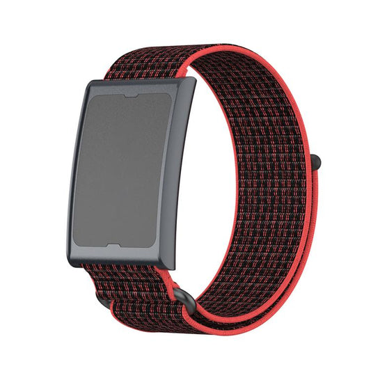For Amazfit Helio Strap Metal Ring Two Sections Nylon Hook and Loop Fastener Watch Band(Red Black) - Watch Bands by buy2fix | Online Shopping UK | buy2fix
