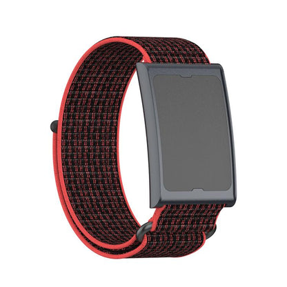 For Amazfit Helio Strap Metal Ring Two Sections Nylon Hook and Loop Fastener Watch Band(Red Black) - Watch Bands by buy2fix | Online Shopping UK | buy2fix