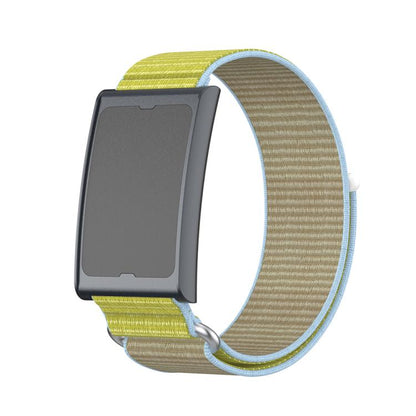 For Amazfit Helio Strap Metal Ring Two Sections Nylon Hook and Loop Fastener Watch Band(Camel) - Watch Bands by buy2fix | Online Shopping UK | buy2fix