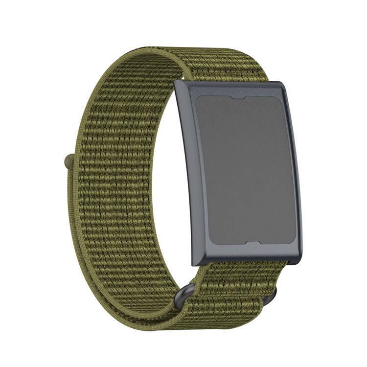 For Amazfit Helio Strap Metal Ring Two Sections Nylon Hook and Loop Fastener Watch Band(Olive Green) - Watch Bands by buy2fix | Online Shopping UK | buy2fix