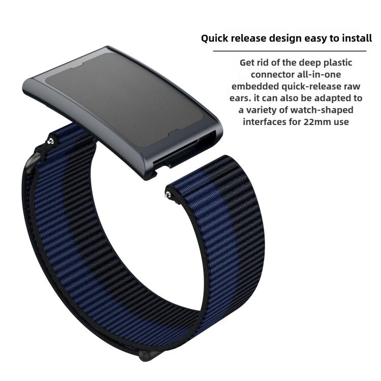 For Amazfit Helio Strap Metal Ring Two Sections Nylon Hook and Loop Fastener Watch Band(Azure Blue) - Watch Bands by buy2fix | Online Shopping UK | buy2fix