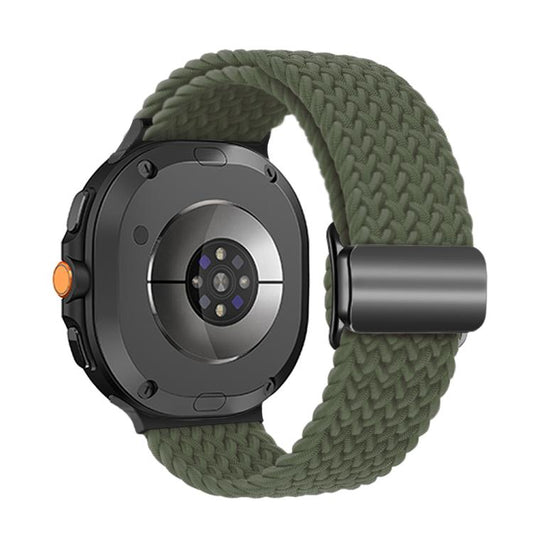 For Samsung Galaxy Watch8 / Watch8 Classic Magnetic Buckle Braided Nylon Watch Band(Olive Green) - Watch Bands by buy2fix | Online Shopping UK | buy2fix