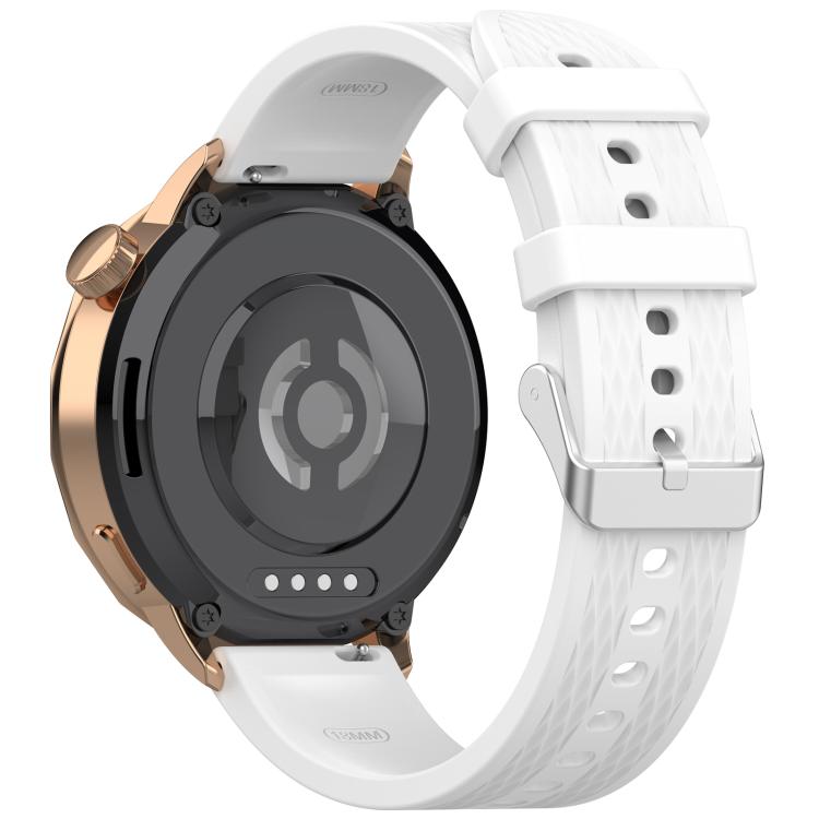 For OnePlus Watch 3 43mm Rhombic Texture Groove Silicone Watch Band(White) - Watch Bands by buy2fix | Online Shopping UK | buy2fix