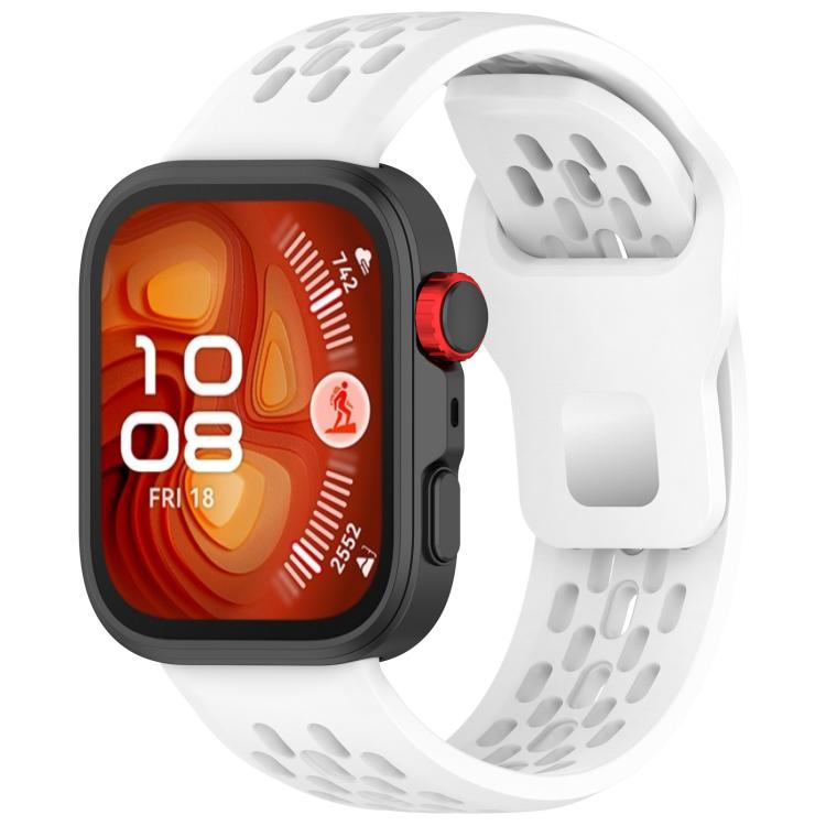 For Huawei Watch Fit4 / Fit4 Pro / Fit3 Mesh Silver Reverse Steel Buckle Silicone Watch Band(White) - Watch Bands by buy2fix | Online Shopping UK | buy2fix