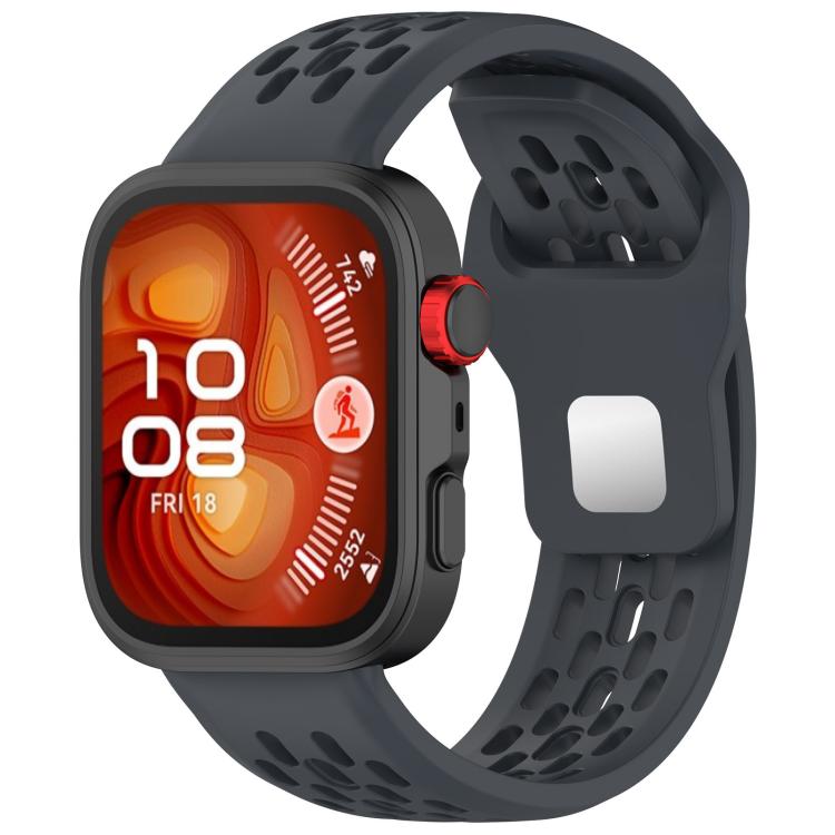 For Huawei Watch Fit4 / Fit4 Pro / Fit3 Mesh Silver Reverse Steel Buckle Silicone Watch Band(Gray) - Watch Bands by buy2fix | Online Shopping UK | buy2fix