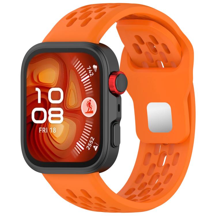 For Huawei Watch Fit4 / Fit4 Pro / Fit3 Mesh Silver Reverse Steel Buckle Silicone Watch Band(Orange) - Watch Bands by buy2fix | Online Shopping UK | buy2fix