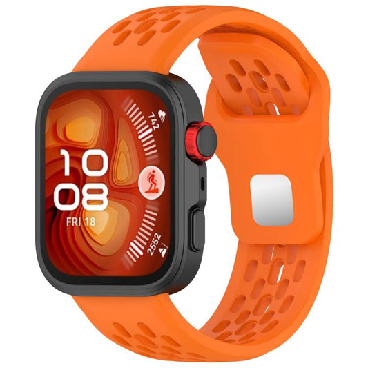 For Huawei Watch Fit4 / Fit4 Pro / Fit3 Mesh Silver Reverse Steel Buckle Silicone Watch Band(Orange) - Watch Bands by buy2fix | Online Shopping UK | buy2fix