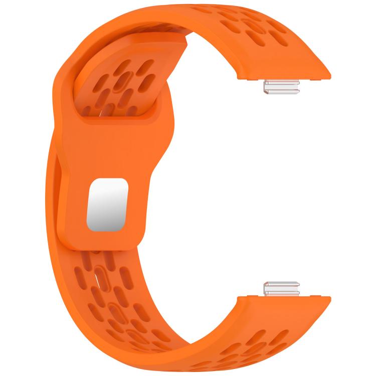 For Huawei Watch Fit4 / Fit4 Pro / Fit3 Mesh Silver Reverse Steel Buckle Silicone Watch Band(Orange) - Watch Bands by buy2fix | Online Shopping UK | buy2fix