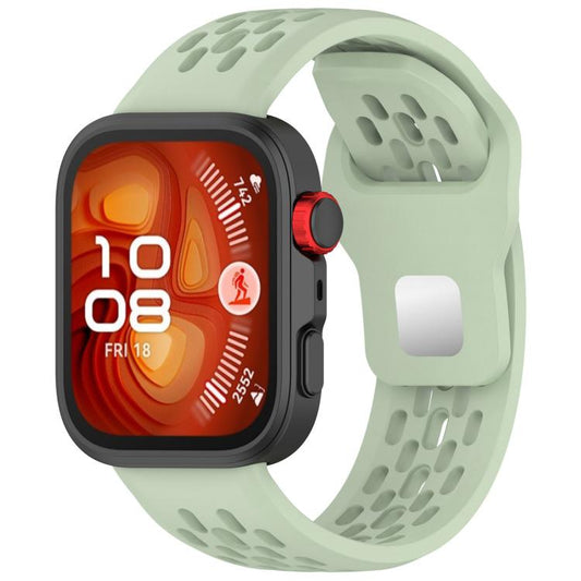 For Huawei Watch Fit4 / Fit4 Pro / Fit3 Mesh Silver Reverse Steel Buckle Silicone Watch Band(Green) - Watch Bands by buy2fix | Online Shopping UK | buy2fix