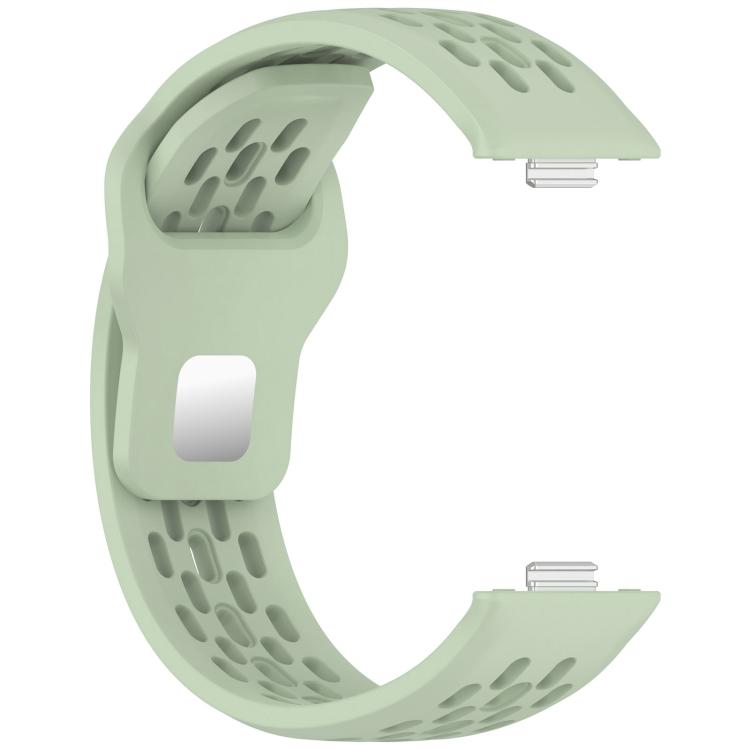 For Huawei Watch Fit4 / Fit4 Pro / Fit3 Mesh Silver Reverse Steel Buckle Silicone Watch Band(Green) - Watch Bands by buy2fix | Online Shopping UK | buy2fix