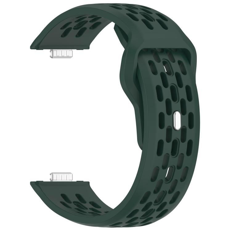 For Huawei Watch Fit4 / Fit4 Pro / Fit3 Mesh Silver Reverse Steel Buckle Silicone Watch Band(Dark Green) - Watch Bands by buy2fix | Online Shopping UK | buy2fix