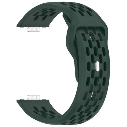 For Huawei Watch Fit4 / Fit4 Pro / Fit3 Mesh Silver Reverse Steel Buckle Silicone Watch Band(Dark Green) - Watch Bands by buy2fix | Online Shopping UK | buy2fix