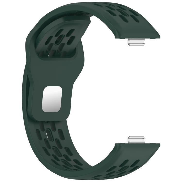 For Huawei Watch Fit4 / Fit4 Pro / Fit3 Mesh Silver Reverse Steel Buckle Silicone Watch Band(Dark Green) - Watch Bands by buy2fix | Online Shopping UK | buy2fix