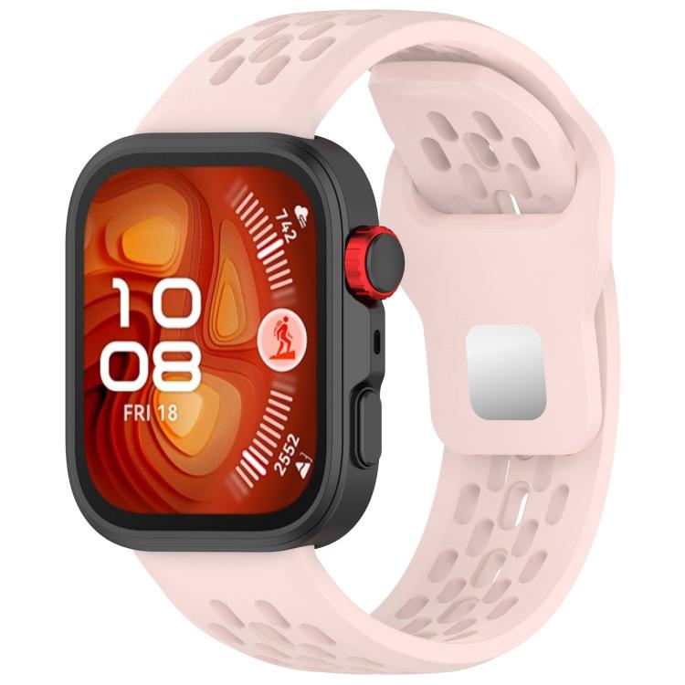 For Huawei Watch Fit4 / Fit4 Pro / Fit3 Mesh Silver Reverse Steel Buckle Silicone Watch Band(Light Pink) - Watch Bands by buy2fix | Online Shopping UK | buy2fix