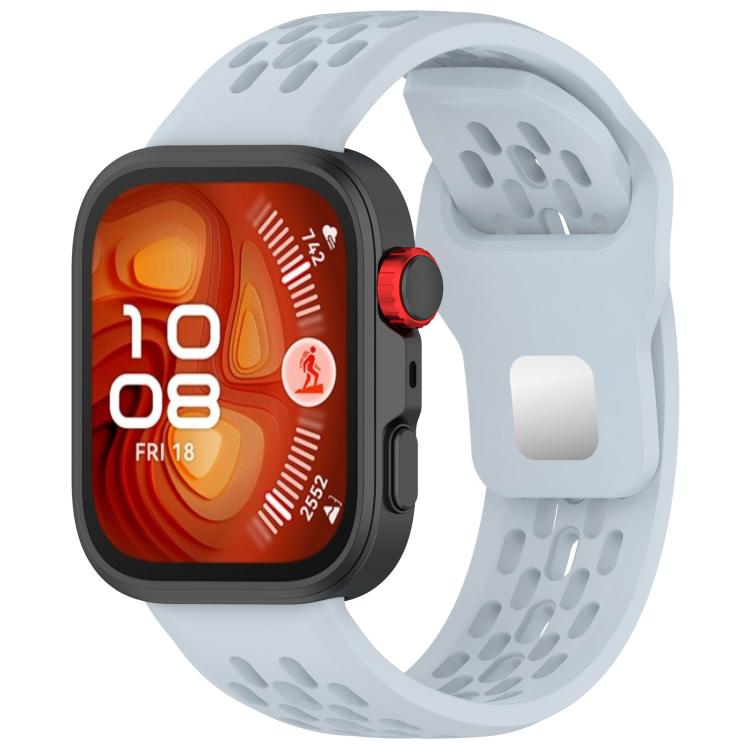 For Huawei Watch Fit4 / Fit4 Pro / Fit3 Mesh Silver Reverse Steel Buckle Silicone Watch Band(Light Blue) - Watch Bands by buy2fix | Online Shopping UK | buy2fix