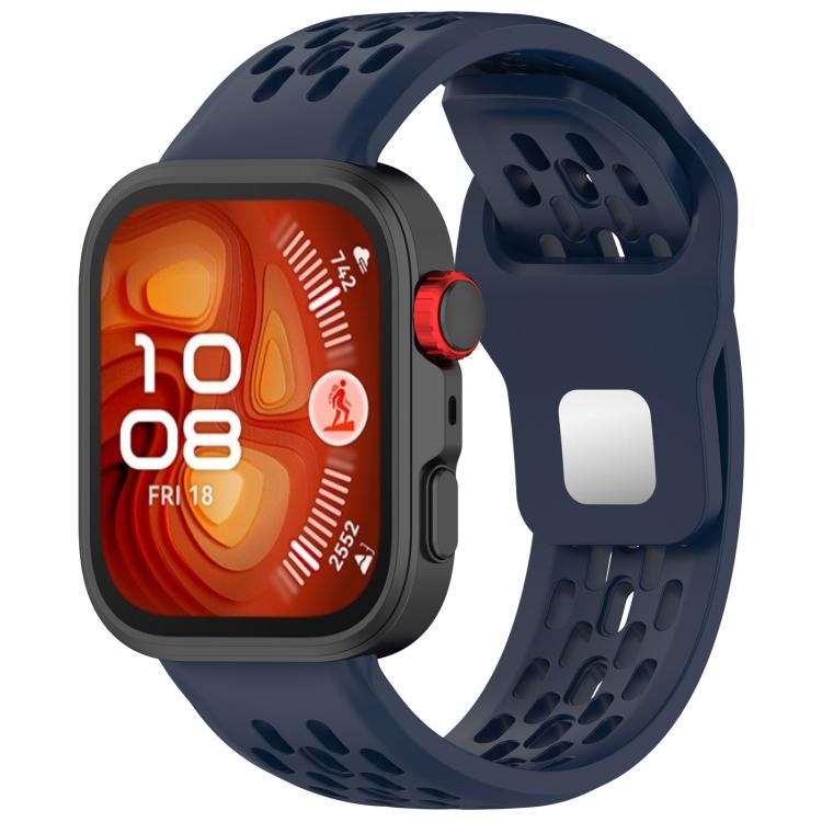 For Huawei Watch Fit4 / Fit4 Pro / Fit3 Mesh Silver Reverse Steel Buckle Silicone Watch Band(Midnight Blue) - Watch Bands by buy2fix | Online Shopping UK | buy2fix