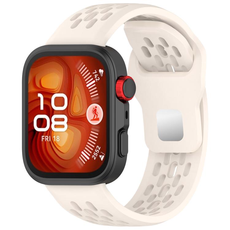 For Huawei Watch Fit4 / Fit4 Pro / Fit3 Mesh Silver Reverse Steel Buckle Silicone Watch Band(Starlight) - Watch Bands by buy2fix | Online Shopping UK | buy2fix