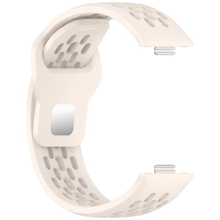 For Huawei Watch Fit4 / Fit4 Pro / Fit3 Mesh Silver Reverse Steel Buckle Silicone Watch Band(Starlight) - Watch Bands by buy2fix | Online Shopping UK | buy2fix