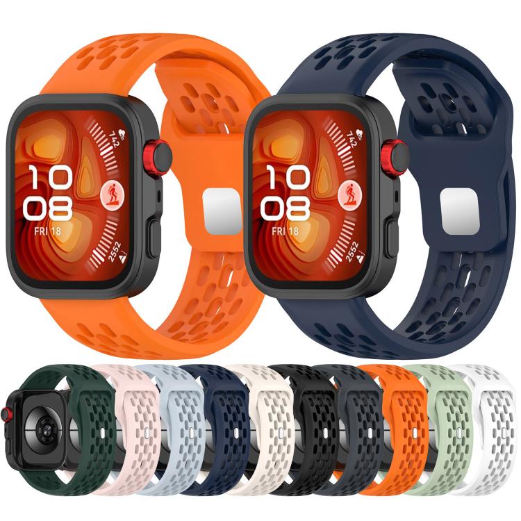 For Huawei Watch Fit4 / Fit4 Pro / Fit3 Mesh Silver Reverse Steel Buckle Silicone Watch Band(Orange) - Watch Bands by buy2fix | Online Shopping UK | buy2fix