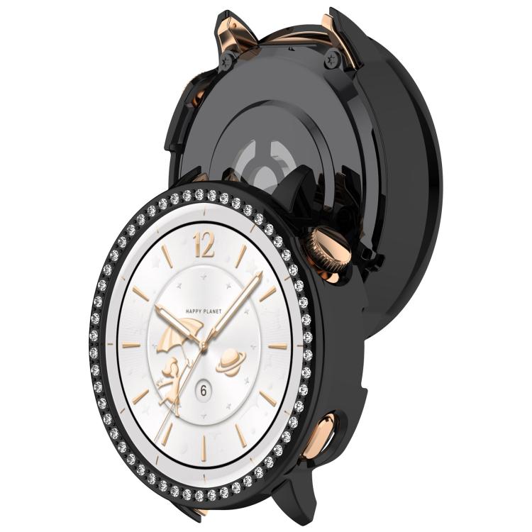 For OnePlus Watch 3 43mm Single Row Diamond Half Coverage Hollow PC Watch Protective Cover(Black) - Watch Case by buy2fix | Online Shopping UK | buy2fix