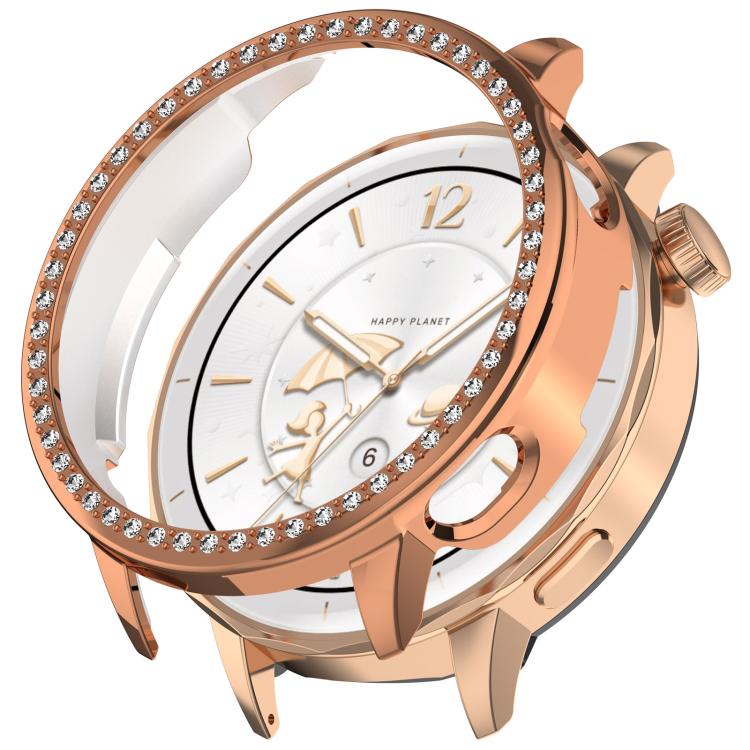 For OnePlus Watch 3 43mm Single Row Diamond Half Coverage Hollow PC Watch Protective Cover(Rose Gold) - Watch Case by buy2fix | Online Shopping UK | buy2fix