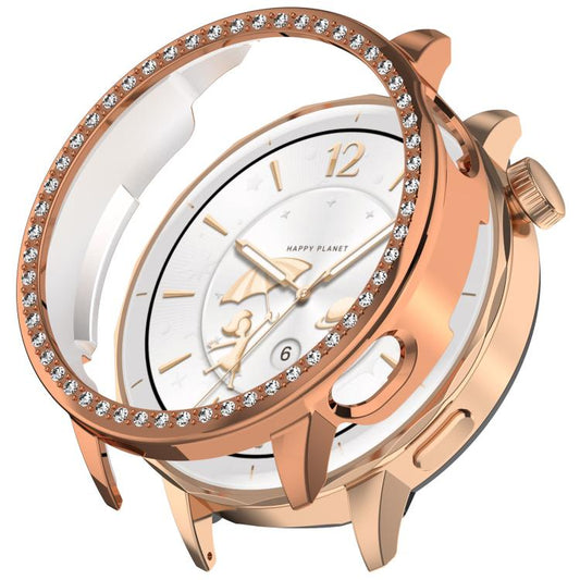 For OnePlus Watch 3 43mm Single Row Diamond Half Coverage Hollow PC Watch Protective Cover(Rose Gold) - Watch Case by buy2fix | Online Shopping UK | buy2fix