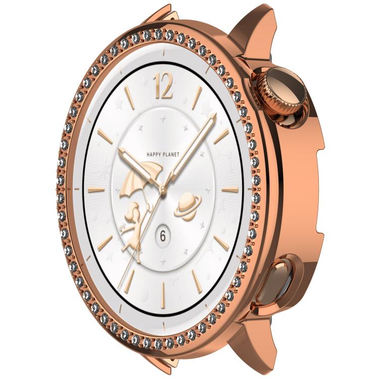 For OnePlus Watch 3 43mm Single Row Diamond Half Coverage Hollow PC Watch Protective Cover(Rose Gold) - Watch Case by buy2fix | Online Shopping UK | buy2fix