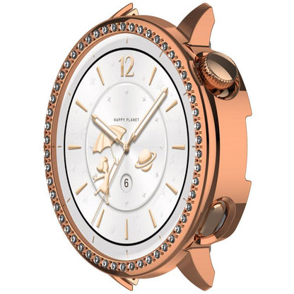 For OnePlus Watch 3 43mm Single Row Diamond Half Coverage Hollow PC Watch Protective Cover(Rose Gold) - Watch Case by buy2fix | Online Shopping UK | buy2fix