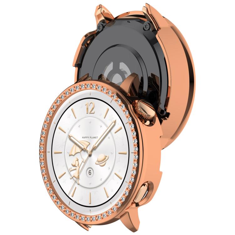 For OnePlus Watch 3 43mm Single Row Diamond Half Coverage Hollow PC Watch Protective Cover(Rose Gold) - Watch Case by buy2fix | Online Shopping UK | buy2fix