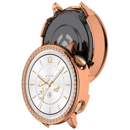 For OnePlus Watch 3 43mm Single Row Diamond Half Coverage Hollow PC Watch Protective Cover(Rose Gold) - Watch Case by buy2fix | Online Shopping UK | buy2fix