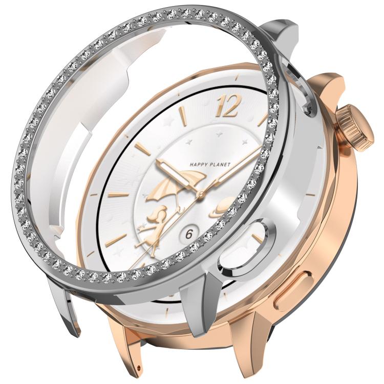 For OnePlus Watch 3 43mm Single Row Diamond Half Coverage Hollow PC Watch Protective Cover(Silver) - Watch Case by buy2fix | Online Shopping UK | buy2fix