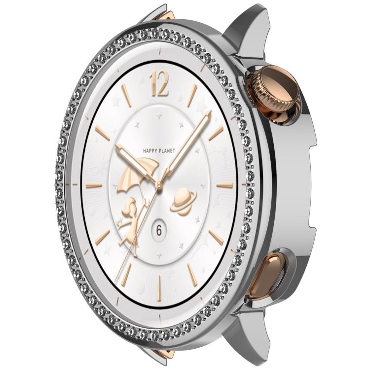 For OnePlus Watch 3 43mm Single Row Diamond Half Coverage Hollow PC Watch Protective Cover(Silver) - Watch Case by buy2fix | Online Shopping UK | buy2fix