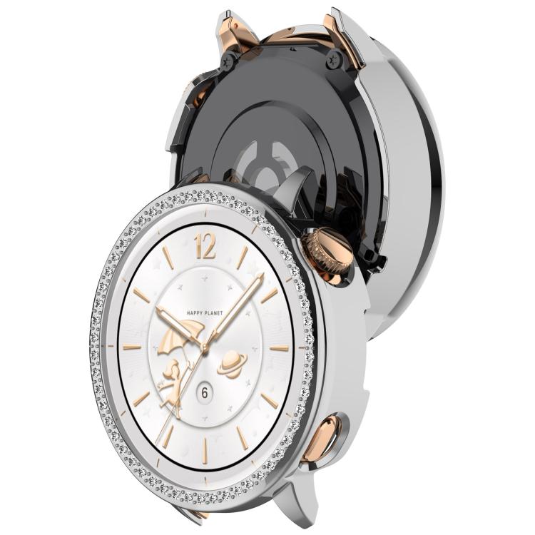 For OnePlus Watch 3 43mm Single Row Diamond Half Coverage Hollow PC Watch Protective Cover(Silver) - Watch Case by buy2fix | Online Shopping UK | buy2fix