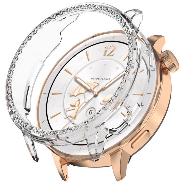 For OnePlus Watch 3 43mm Single Row Diamond Half Coverage Hollow PC Watch Protective Cover(Transparency) - Watch Case by buy2fix | Online Shopping UK | buy2fix