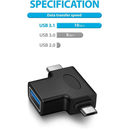 JUNSUNMAY 2 in 1 OTG Converter USB 3.0 to Micro USB and Type-C Adapter - OTG Adapter by JUNSUNMAY | Online Shopping UK | buy2fix