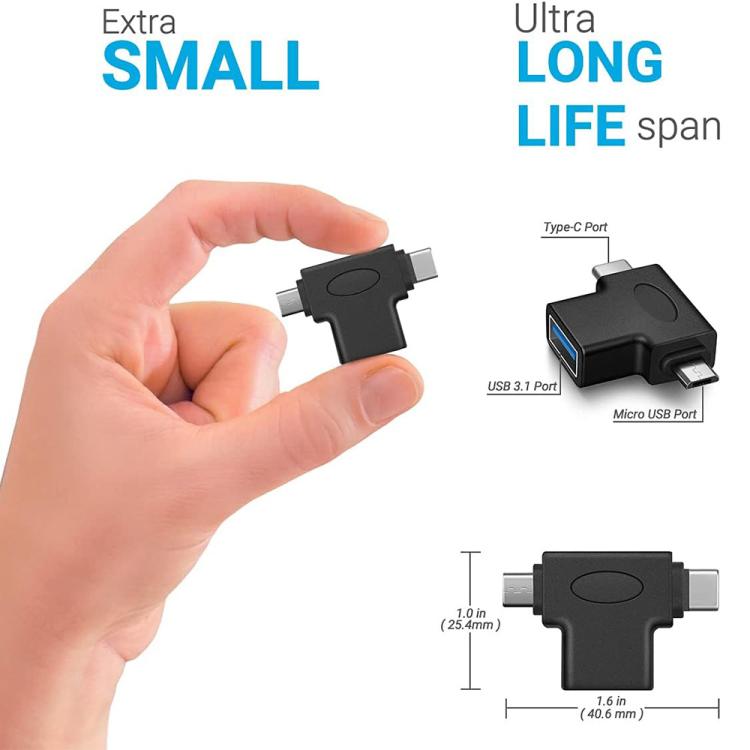 JUNSUNMAY 2 in 1 OTG Converter USB 3.0 to Micro USB and Type-C Adapter - OTG Adapter by JUNSUNMAY | Online Shopping UK | buy2fix