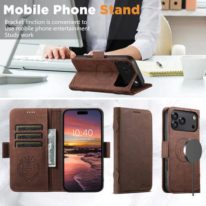 For iPhone 17 Pro Max SUTENI J07 Multifunctional Horizontal Flip Magsafe Leather Phone Case(Brown) - iPhone 17 Pro Max Cases by Suteni | Online Shopping UK | buy2fix