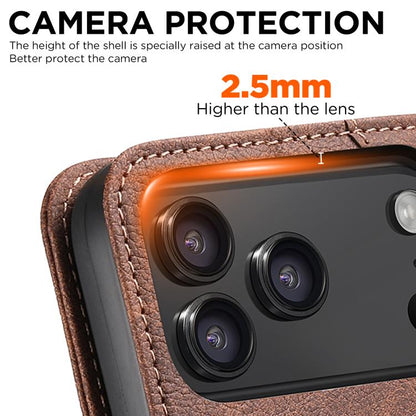 For iPhone 17 Pro SUTENI J07 Multifunctional Horizontal Flip Magsafe Leather Phone Case(Brown) - iPhone 17 Pro Cases by Suteni | Online Shopping UK | buy2fix