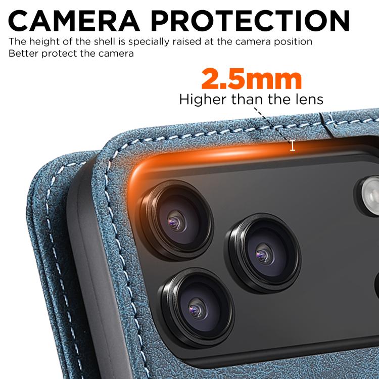 For iPhone 17 Pro SUTENI J07 Multifunctional Horizontal Flip Magsafe Leather Phone Case(Blue) - iPhone 17 Pro Cases by Suteni | Online Shopping UK | buy2fix