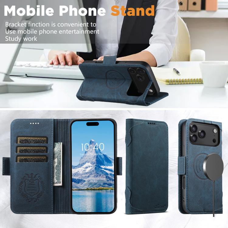 For iPhone 17 Pro SUTENI J07 Multifunctional Horizontal Flip Magsafe Leather Phone Case(Blue) - iPhone 17 Pro Cases by Suteni | Online Shopping UK | buy2fix